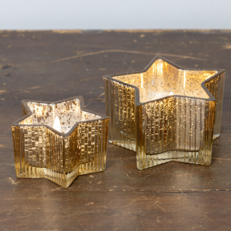 GOLD MERCURY GLASS STAR CANDLE