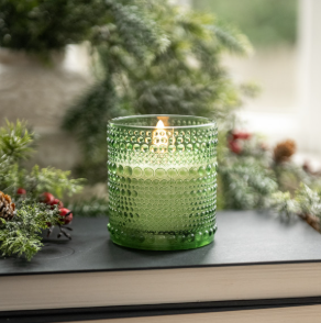 3.25" PINE GREEN DOTTED GLASS