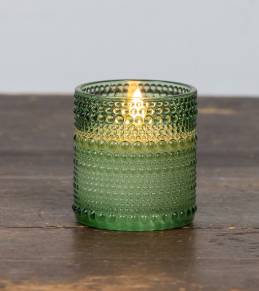 3.25" PINE GREEN DOTTED GLASS