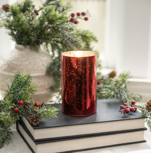 RED MERCURY GLASS 3D FLAME CANDLE