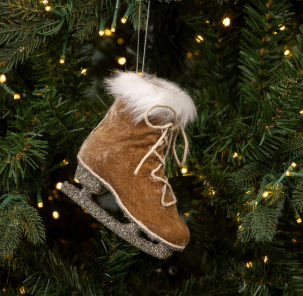 FAWN VELVET ICE SKATE ORNAMENT