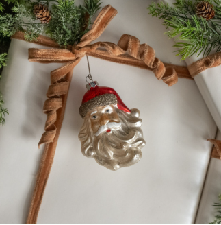 SANTA FACE W/ GLITTERED HAT ORNAMENT