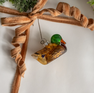 GLITTERED DUCK ORNAMENT