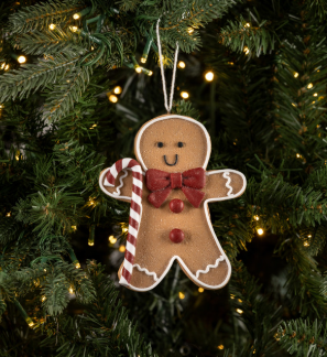 GINGERBREAD MAN W/CANDY CANE ORNAMENT