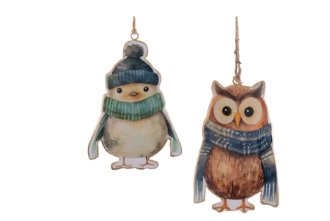 Winter Owl and Bird Ornament-