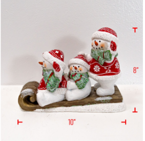 Three Snowmen On Sled