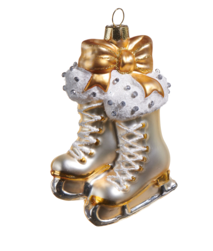 4" Silver Gold Skate Ornament