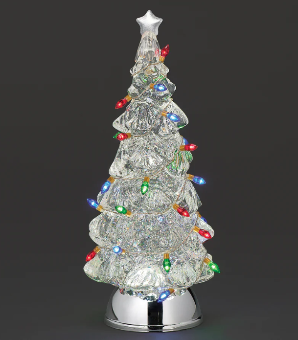 Lighted Swirl Tree Colored Bulbs