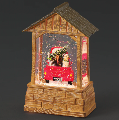 Lighted Shimmering Merry Lites Vintage Red Truck with Festive Dogs