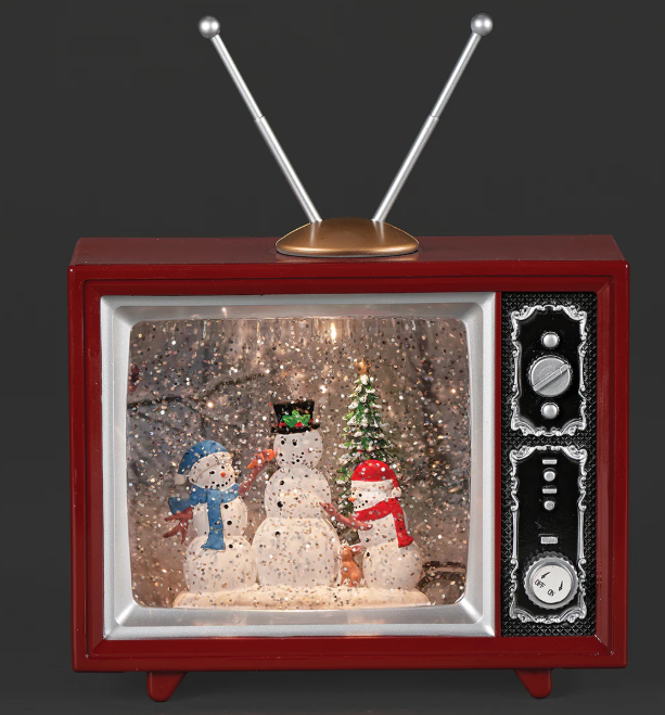 Confetti Lites Lighted Swirl TV with Snowmen