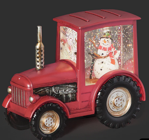 Lighted Snowman on Tractor