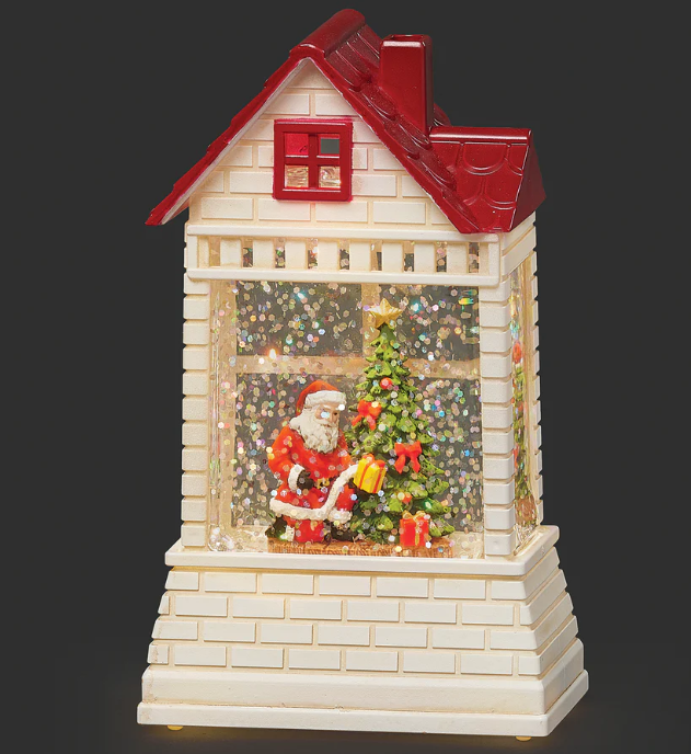 Lighted Santa in House – Shimmering Merry Lites