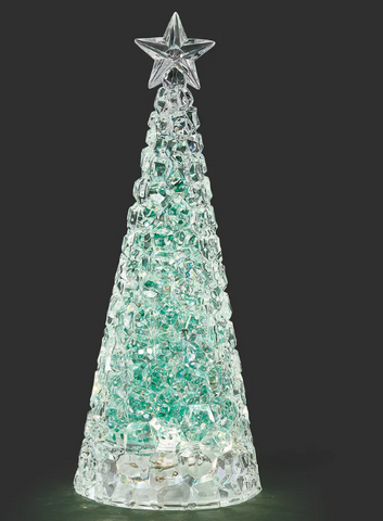 Confetti Lites Lighted Swirl Tree with Silver & Green Glitter