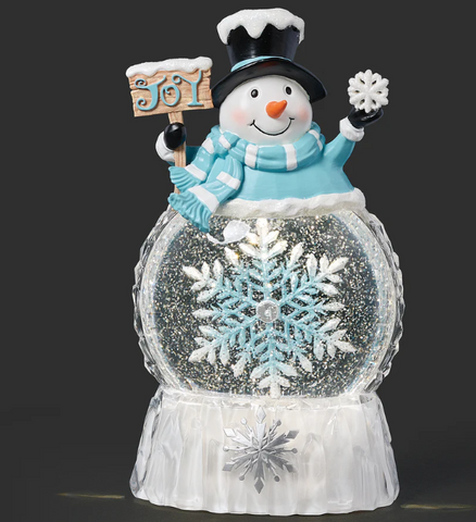 Glitterdome Lighted Swirl Snowman with Rotating Snowflake