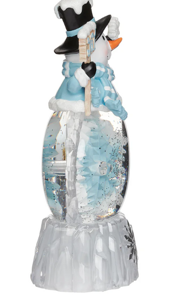 Glitterdome Lighted Swirl Snowman with Rotating Snowflake
