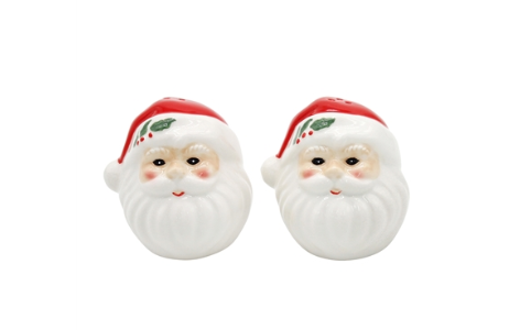 Red & White Santa Head Salt/Pep