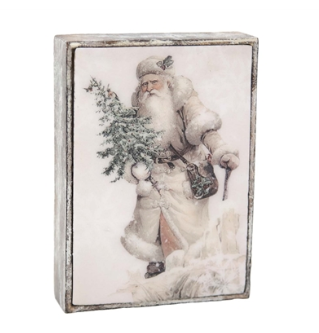 Vintage Wood Santa Block