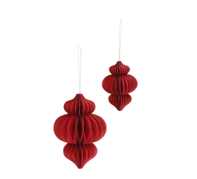 Paper Finial Ornaments (red & sage)