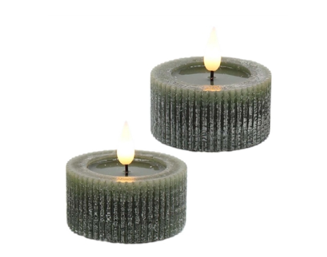 S/2 Lg. Green LED Tea Light