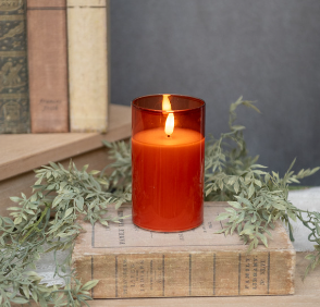 Glass Smooth Flameless Candle (Amber/Charcoal/Sienna)
