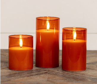 Glass Smooth Flameless Candle (Amber/Charcoal/Sienna)