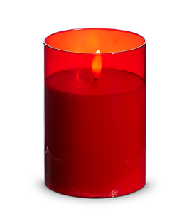 Red Glass Ivory Pillar Candle (multiple sizes)