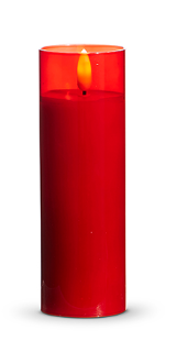 Red Glass Ivory Pillar Candle (multiple sizes)