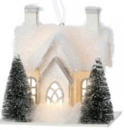 LED/BTY TMR WINTERS HOUSE ORNAMENT