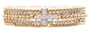 Crystal Cross Bead Stretch Bracelet