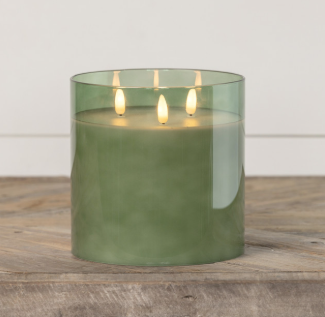 Glass Smooth Flameless Candle - Green