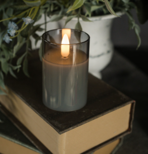 Smooth Glass 3D Flame Candle (2x3")- Mutiple Colors)