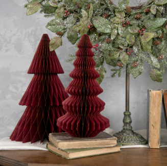 BURGUNDY PAPER TREE W/GOLD TRIM