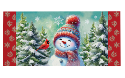 Snowman With Cardinal Friend Suede Flag