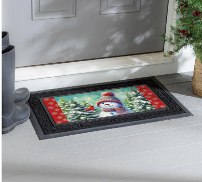 Snowman With Cardinal Friend Suede Flag