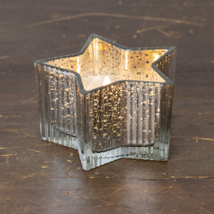 SILVER MERCURY GLASS STAR CANDLE