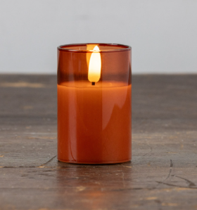 Smooth Glass 3D Flame Candle (2x3")- Mutiple Colors)