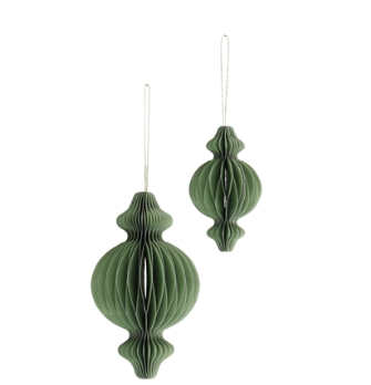 Paper Finial Ornaments (red & sage)