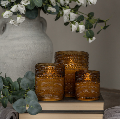 Amber Dotted Glass 3D Flame Candle (3 sizes)