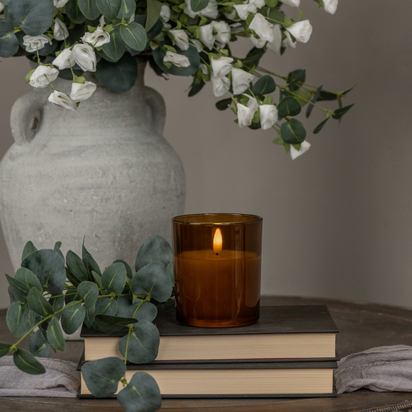 Amber Thick Glass 3D Flame Candle (2 sizes)