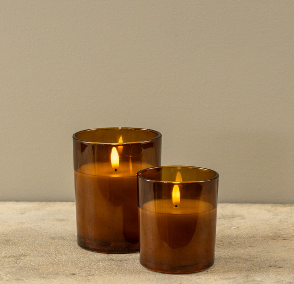 Amber Thick Glass 3D Flame Candle (2 sizes)