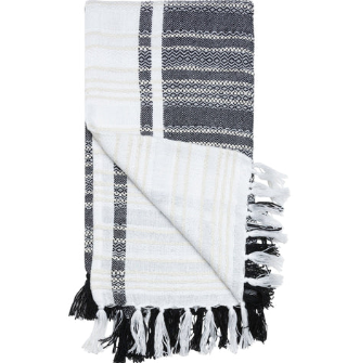 Woven Geo Throw with Fringe (black)
