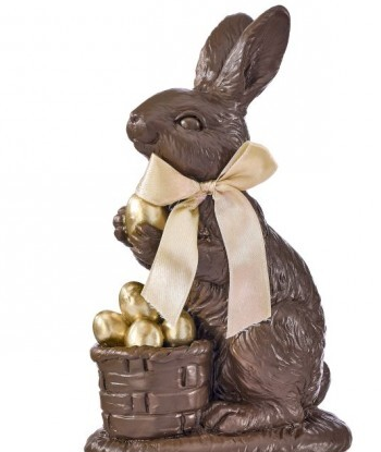 Resin Chocolate Bunny with Basket