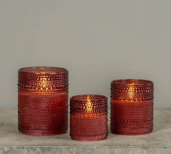 Burgundy Dotted Glass 3D Flame Candle (3 sizes)