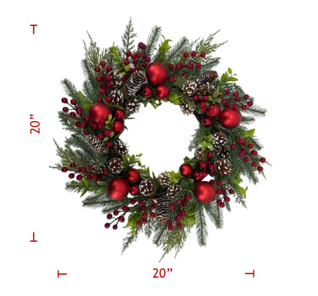 Christmas Red Bulb Greenery Collection (2 pieces)