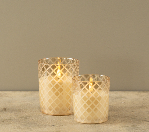 Champagne Etched Diamond Candles (2 sizes)