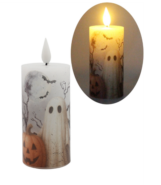 Ghost and Pumpkin LED Candle (2 sizes)
