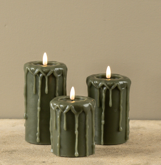 Dark Green 3D Flame Pillar Candle (3 sizes)