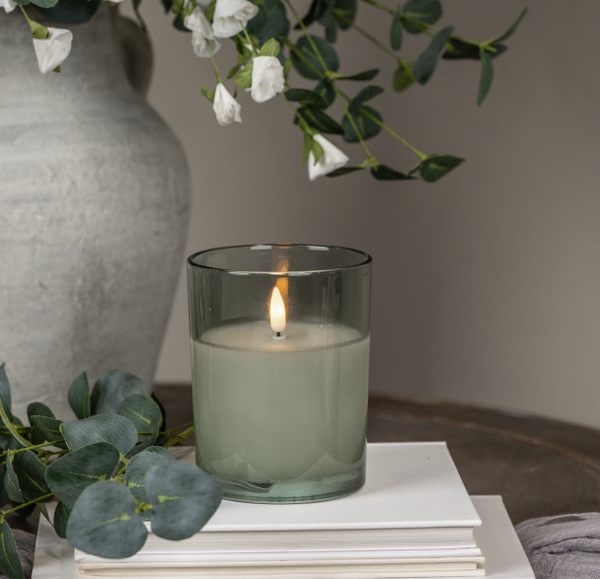 Green Thick Glass 3D Flame Candle (2 sizes)