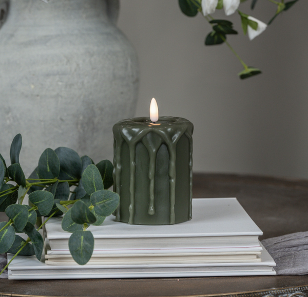 Dark Green 3D Flame Pillar Candle (3 sizes)