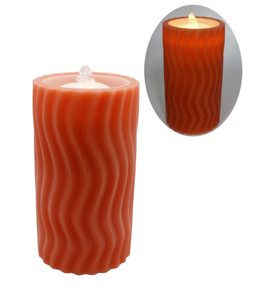 Wavy Orange LED Water Fountain Candle (2 sizes)